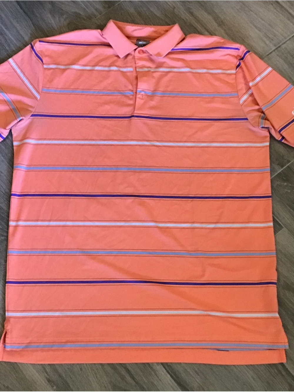 Callaway Coral Pink Striped Golf Polo